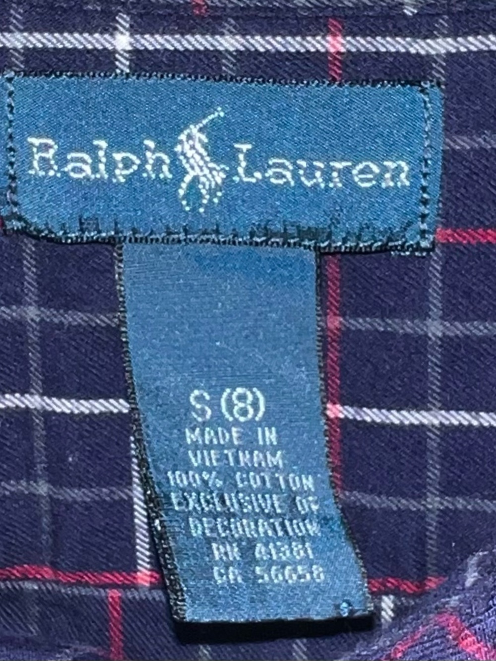 Ralph Lauren Boy’s Size 8 Navy Blue Plaid Button-Down Shirt - Picture 5 of 5